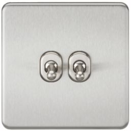 Knightsbridge  10AX 2-Gang 2-Way Light Switch  Brushed Chrome
