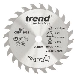 Trend CSB/11524 Wood Thin Kerf Combination Circular Saw Blade for Cordless Saws 115mm x 9.5mm 24T