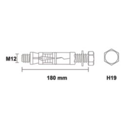 Easyfix Bolt Head Shield Anchors M12 x 180mm 5 Pack