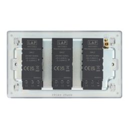 LAP  3-Gang 2-Way LED Dimmer Switch  Polished Chrome with Colour-Matched Inserts