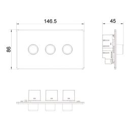 LAP  3-Gang 2-Way LED Dimmer Switch  Polished Chrome with Colour-Matched Inserts