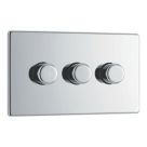 LAP  3-Gang 2-Way LED Dimmer Switch  Polished Chrome with Colour-Matched Inserts