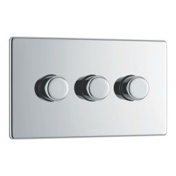 LAP  3-Gang 2-Way LED Dimmer Switch  Polished Chrome with Colour-Matched Inserts