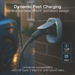 Sync Energy Link 4G 1 Port 7.4kW  Mode 3 Type 2 Socket Surface / Recessed EV Charger (Plastic Control Box) Silver
