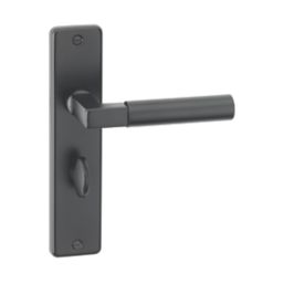 Urfic Windsor Fire Rated Lever on Backplate Bathroom Lock  Pair Black
