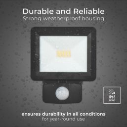 Luceco Essence Outdoor LED Floodlight with Ball Joint With PIR Sensor Black 10W 1050lm