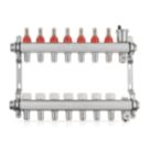 JG Underfloor 7 Port LowFit Heating Manifold Brushed Steel