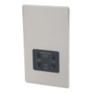 Varilight  2-Gang Dual Voltage Shaver Socket 115 / 230V Satin Chrome with Black Inserts