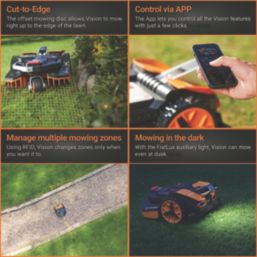 Worx 20V 2.0Ah Li-Ion PowerShare Brushless Cordless 18cm Landroid Vision WR206E M600 Robotic Lawn Mower