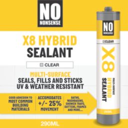 No Nonsense X8 Hybrid Sealant & Adhesive Clear 290ml
