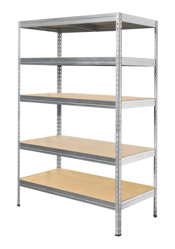 5-Tier Galvanised Steel Garage Shelving Unit 1200mm x 600mm x 1800mm ...