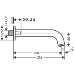 Hansgrohe Vernis Shape Chrome Wall Mounted Bath Mixer Tap Spout