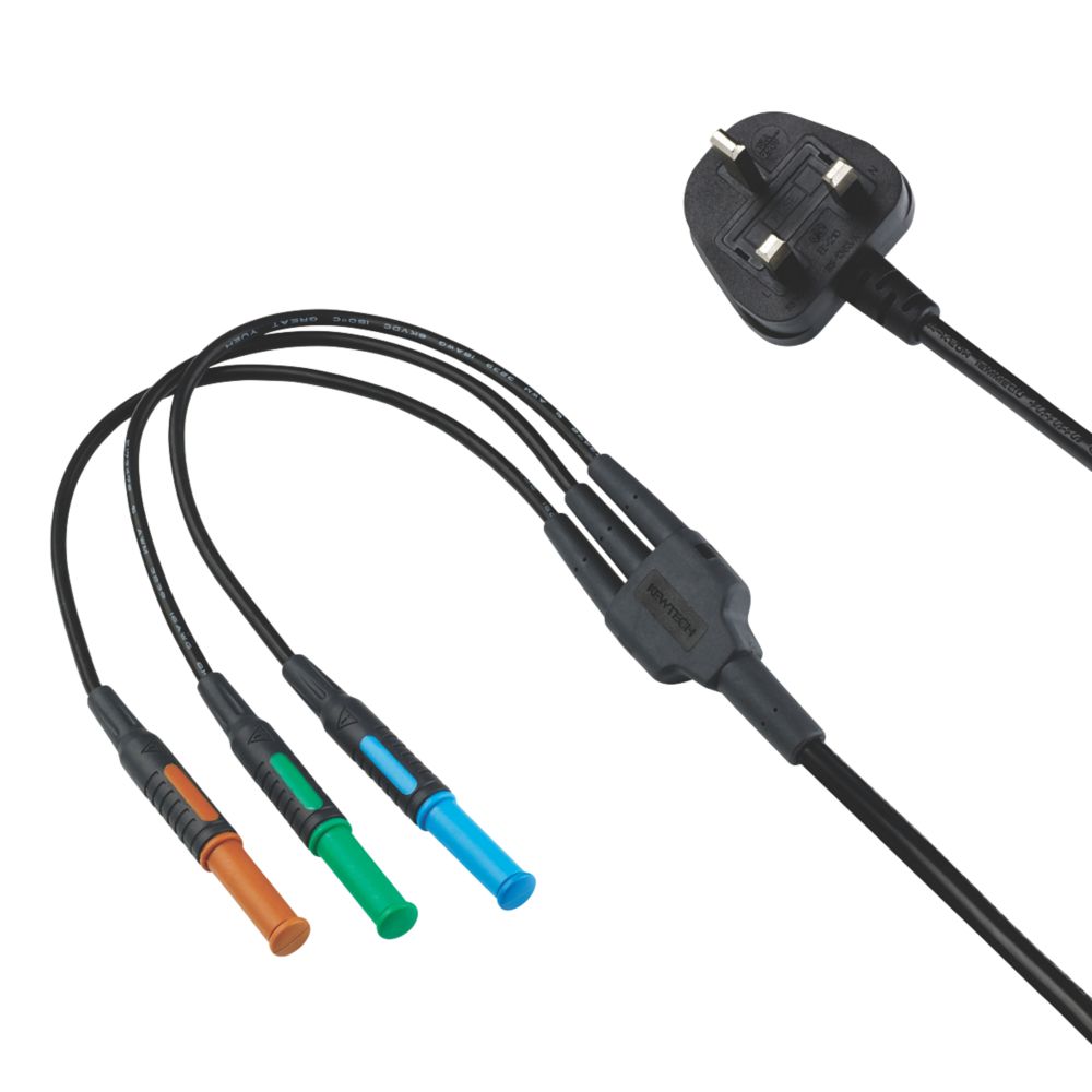 Kewtech 4mm Mains Test Lead 13A Plug Adaptor 1.16m - Screwfix