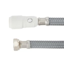 Flomasta Push-Fit Straight Flexible Compression Hose with Isolating Valve 15mm x 1/2" x 300mm