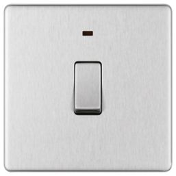LAP  20A 1-Gang DP Boiler Switch Brushed Stainless Steel with LED