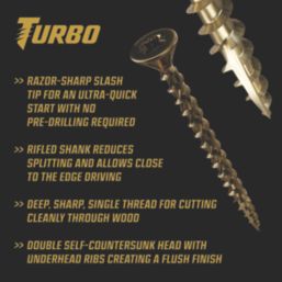 TurboGold  PZ Double-Countersunk  Multipurpose Screws 5mm x 40mm 200 Pack