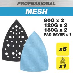 Trend  AB/DET/M7/P 80, 120 & 180 Grit Mesh Multi-Material Detail Sanding Pads with Pad Saver  x  7 Pack