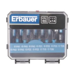 Erbauer  1/4" Hex Shank Mixed Screwdriver Bits 14 Piece Set
