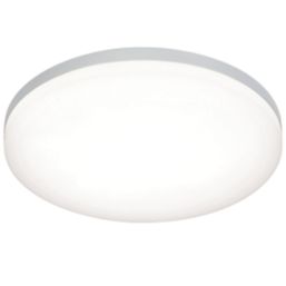 Saxby Eros  LED Bathroom & Indoor Flush Ceiling Light Silver / White 22W 1900lm