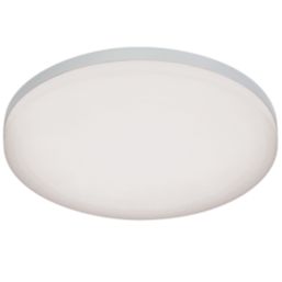 Saxby Eros  LED Bathroom & Indoor Flush Ceiling Light Silver / White 22W 1900lm