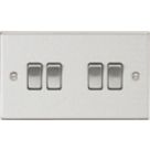 Knightsbridge  10AX 4-Gang 2-Way Light Switch  Brushed Chrome