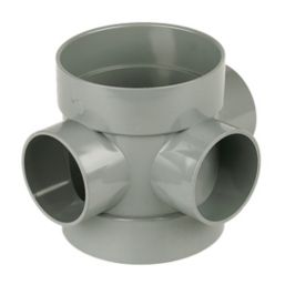 FloPlast  Solvent Weld 3-Boss Double Socket Short Pipe Grey 110mm
