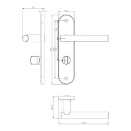 Cooke & Lewis Asker Fire Rated WC Lever on Backplate Handle Pair Matt Black