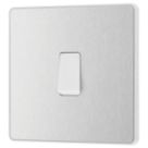 British General Evolve 20A 16AX 1-Gang Intermediate Light Switch Brushed Steel with White Inserts