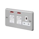 MK Contoura 45A 2-Gang DP Cooker Switch & 13A DP Switched Socket Grey with Neon with White Inserts