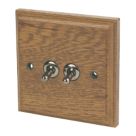 Varilight  10AX 2-Gang 2-Way Toggle Switch  Medium Oak