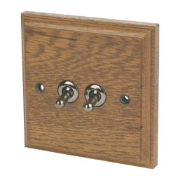 Varilight  10AX 2-Gang 2-Way Toggle Switch  Medium Oak