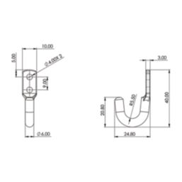 Essentials Single Hooks Zinc Plated 40mm 5 Pack