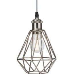 Knightsbridge  Brushed Chrome Steel Diamond-Shaped Pendant Cage