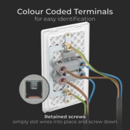 British General Evolve 45A 2-Gang 2-Pole Cooker Switch Brushed Steel with LED with White Inserts