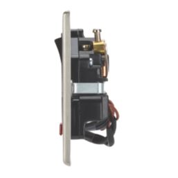 Contactum Iconic 13A 2-Gang DP Switched Socket Outlet Brushed Steel with Neon with Black Inserts