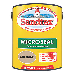 Sandtex   Mid Stone Masonry Ultra Smooth Masonry Paint 5Ltr