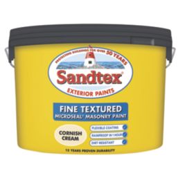 Sandtex 10Ltr Fine Textured Cornish Cream Masonry Paint