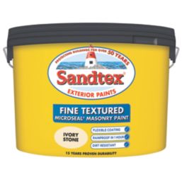 Sandtex 10Ltr Fine Textured Ivory Stone Masonry Paint