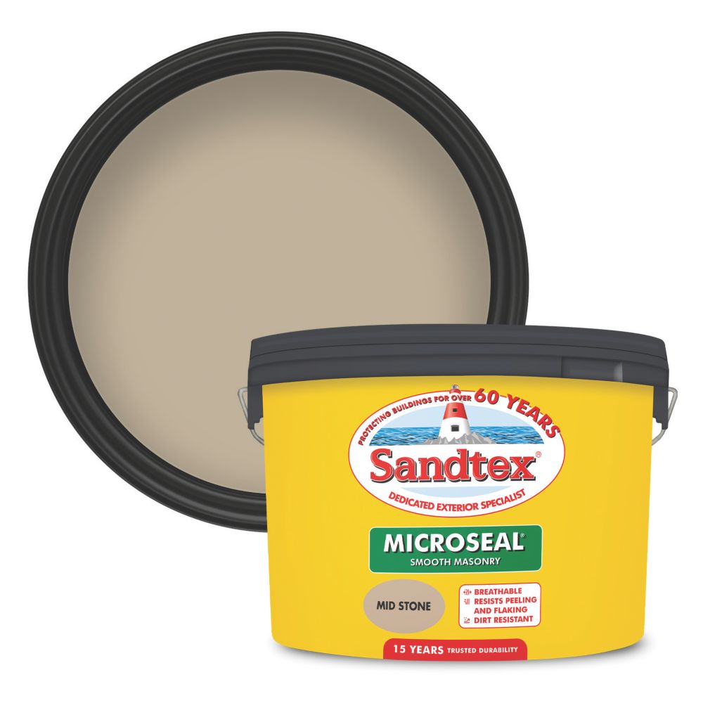 Sandtex 10Ltr Ultra Smooth Mid Stone Masonry Paint Screwfix
