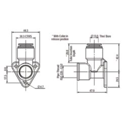 JG Speedfit  Plastic Push-Fit Adapting 90° Wall Plate Elbow 15mm x 1/2"
