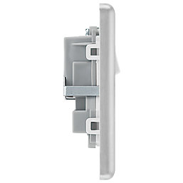 LAP  13A 2-Gang SP Switched Plug Socket Brushed Stainless Steel  with White Inserts 5 Pack