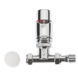 Drayton TRV4 15mm x 1/2" Chrome Straight & L/S Designer Thermostatic Radiator Valve & Lockshield
