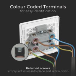 British General Evolve 45A 1-Gang 2-Pole Cooker Switch Pearlescent White with LED with White Inserts