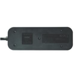 Masterplug 13A 2-Gang Unswitched  Travel Extension Lead (UK) + 3.4A 2-Outlet Type A & C USB Charger Black 0.45m