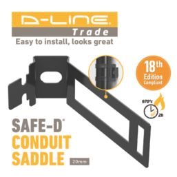 D-Line Fire Rated Safe-D Conduit Clip 20mm Black 20 Pack