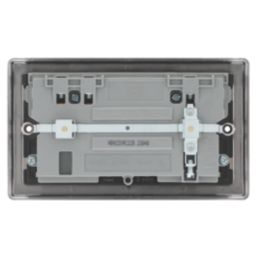 British General Nexus Metal 13A 2-Gang SP Switched Socket + 2.4A 22W 2-Outlet Type A & C USB Charger Black Nickel with Black Inserts