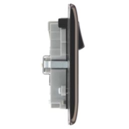 British General Nexus Metal 13A 2-Gang SP Switched Socket + 2.4A 22W 2-Outlet Type A & C USB Charger Black Nickel with Black Inserts