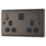 British General Nexus Metal 13A 2-Gang SP Switched Socket + 2.4A 22W 2-Outlet Type A & C USB Charger Black Nickel with Black Inserts