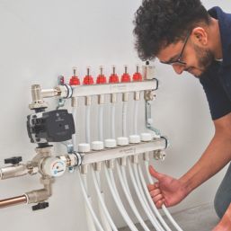 JG Underfloor 3 Port LowFit Heating Manifold Brushed Steel