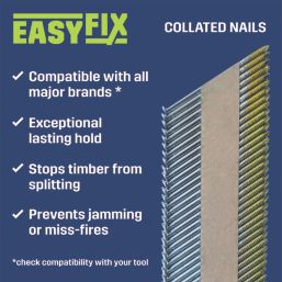 Erbauer Bright 34º Collated Nails Smooth Shank 3.1mm x 75mm 2200 Pack